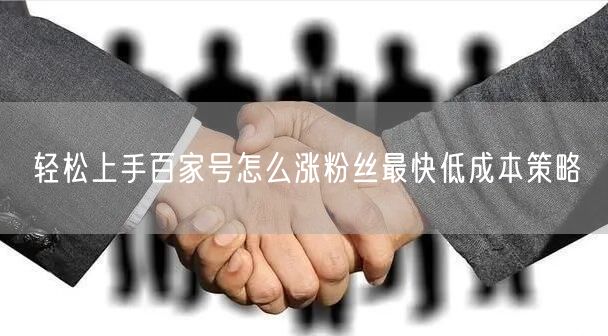 轻松上手百家号怎么涨粉丝最快低成本策略